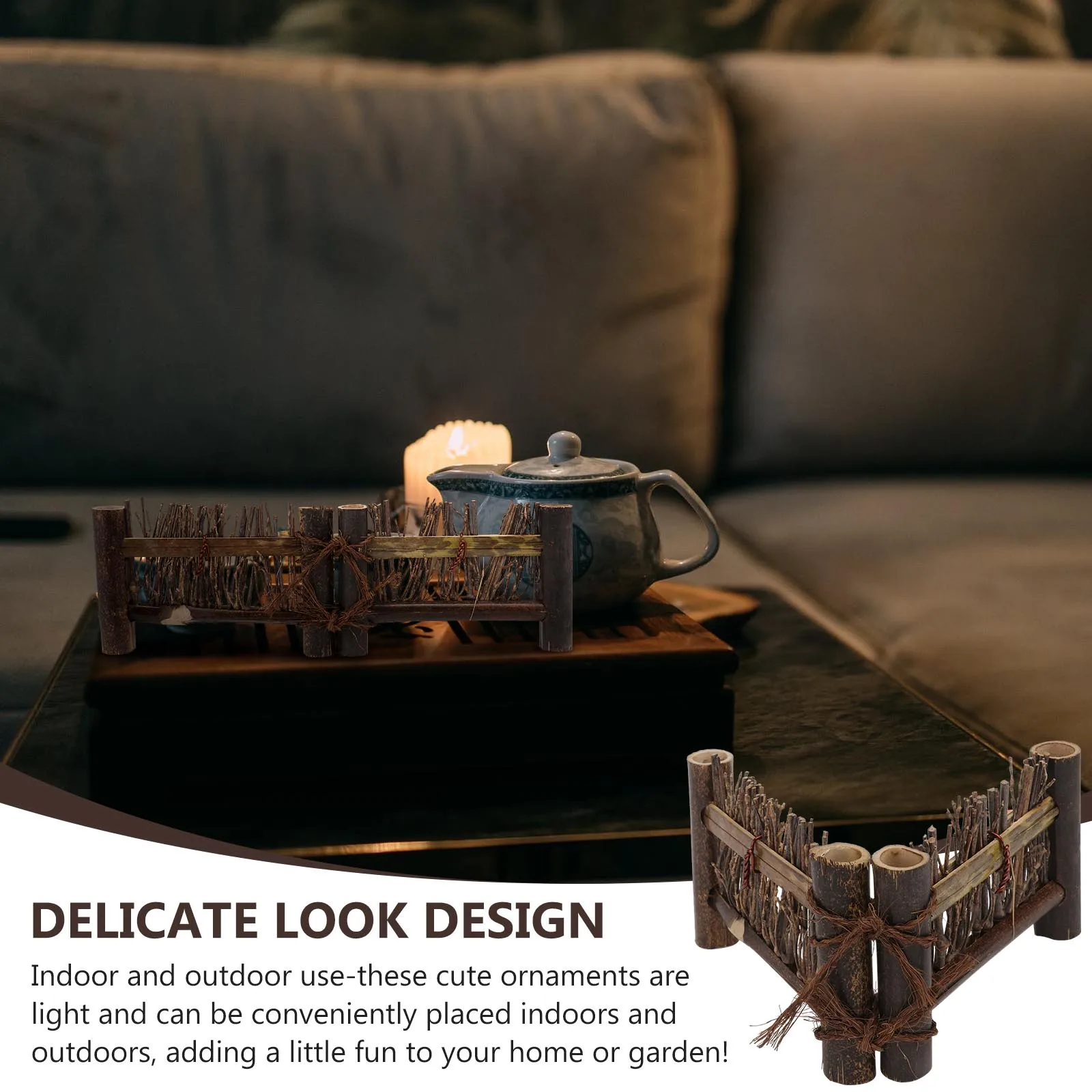 

1pc Bamboo Fence Screen Mini Landscape Adornment Eco-friendly Durable Home Decor Bonsai Ornament Glass Tabletop Craft