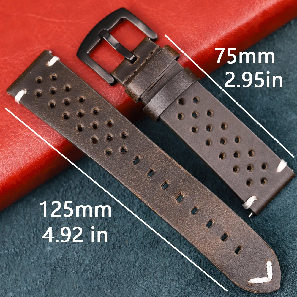 Echtes Leder Uhrenarmband Schnellverschluss Öl Wachs Rindsleder 18mm 20mm 22mm 24mm Handgemacht Retro für Männer Frauen Armband