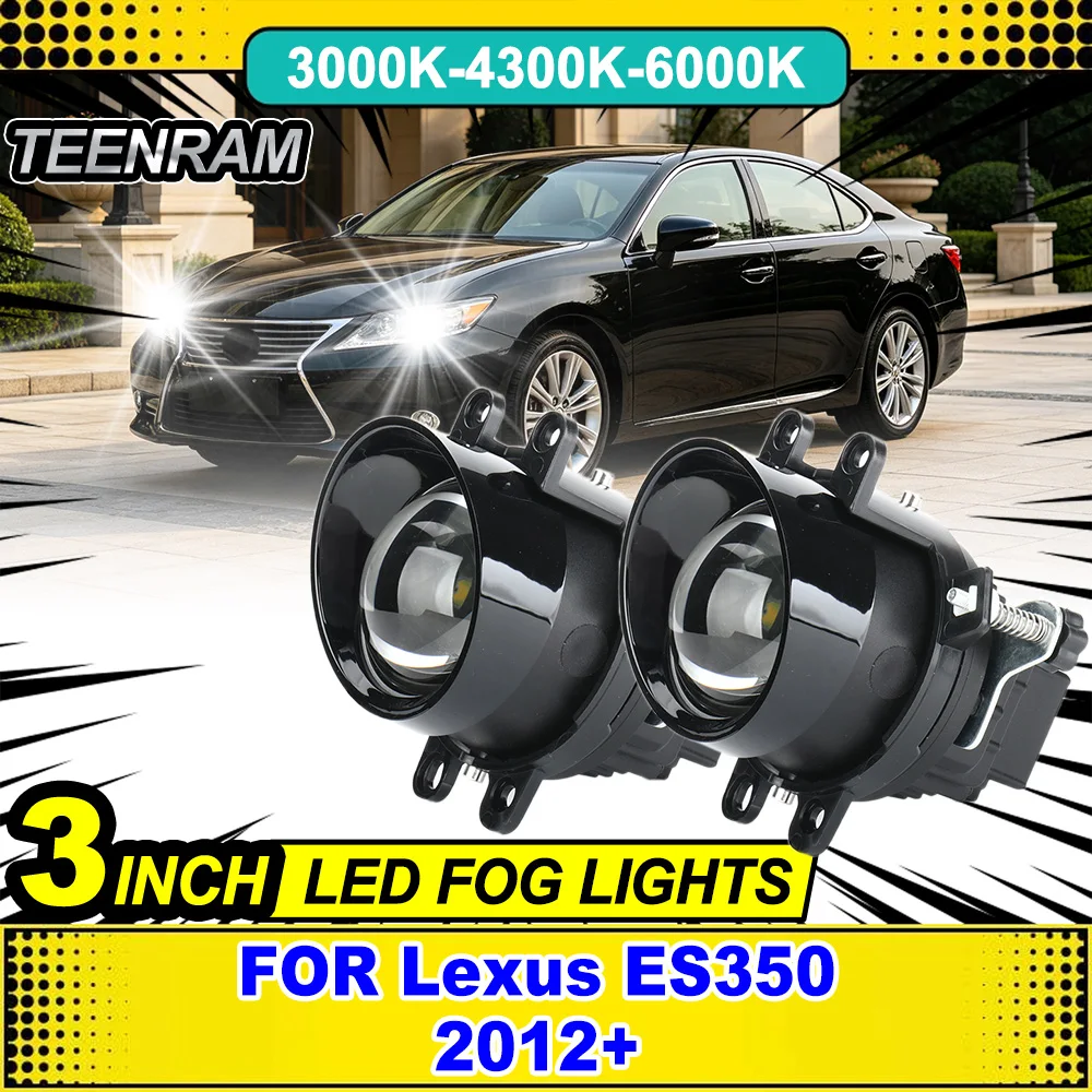 3 inches  Bi-led Fog Light Projector Lens White Yellow HID Bi-Xenon High Low Beam Fog Lights FOR Lexus ES350 2012-2025 2017 2018