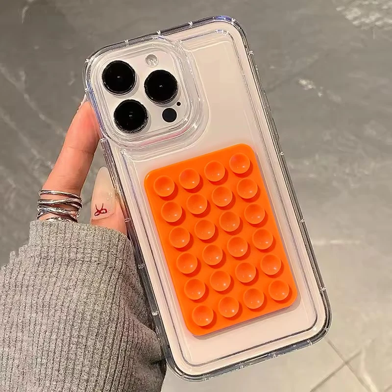Phone Case For iPhone 17 16 15 14 Pro Max Air 16E 11 12 13 Pro Max 7 8 XR X 3D Suction Cup Airbag Transparent Shockproof Cover