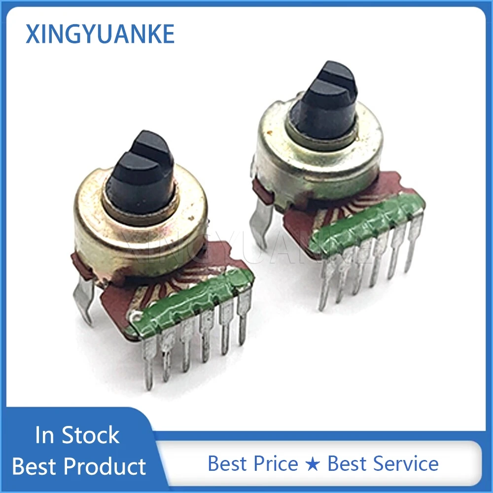 5PCS 121 Type R1212 Double B20K B50K B100K Power Amplifier Audio Volume Potentiometer B203 B503 B104 6-Pin Half Shaft Length 5MM