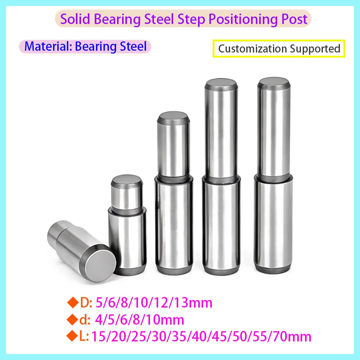 

Solid Step Positioning Pin, Bearing Steel Cylindrical Dowel, Step Shaft Reducing Pin for Machinery