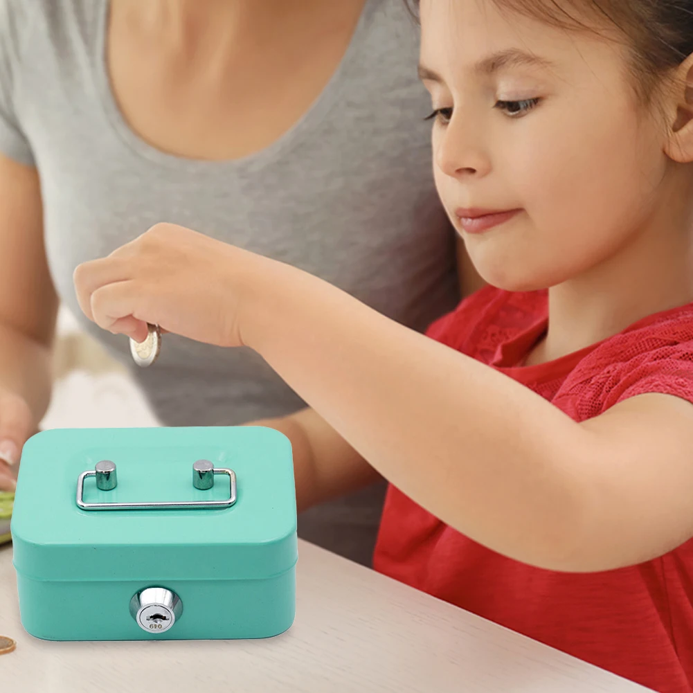 

Metal Coin Bank with Key Lock Money Box 4.53x3.78x2.28inch Coin Container Small Storage Box for Adults and Kids