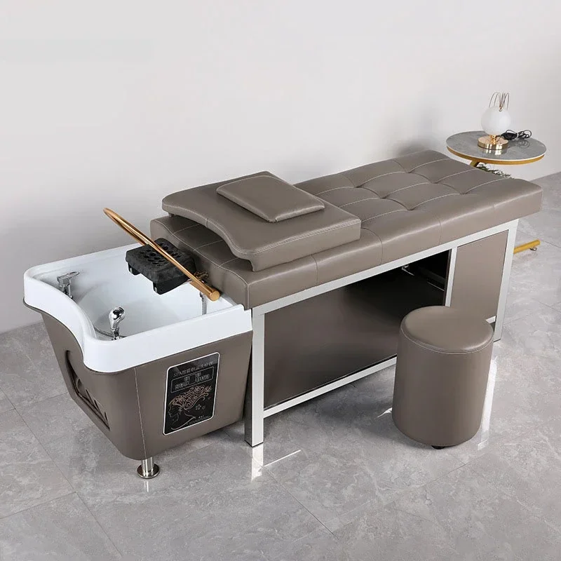 

-Кожаное кресло для мытья волос в стиле тайского стиля, кровать, стол, каркас из нержавеющей стали, шампунь, кровать для парикмахерской, салона красоты