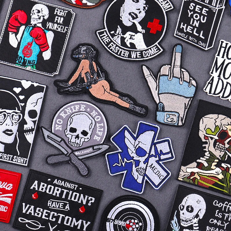 

DIY Embroidered Military Tactics Badge Patches For Clothing Skull Iron On Patches On Clothes Fusible Patch Stickers On Backpack