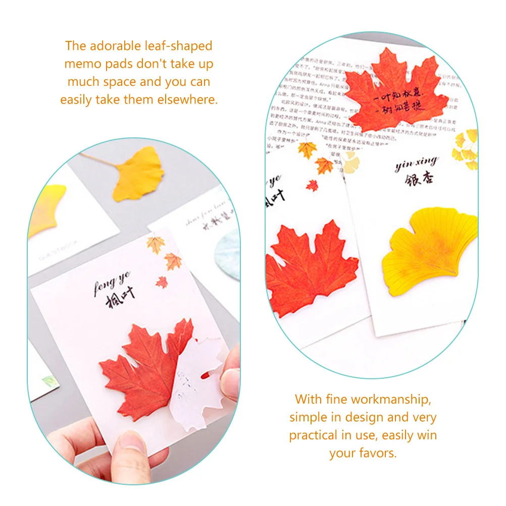 

4Pcs Maple Leaf Memo Sticker Creative Office School Supplies Self Adhesive Memo Pads Reminder Stationery