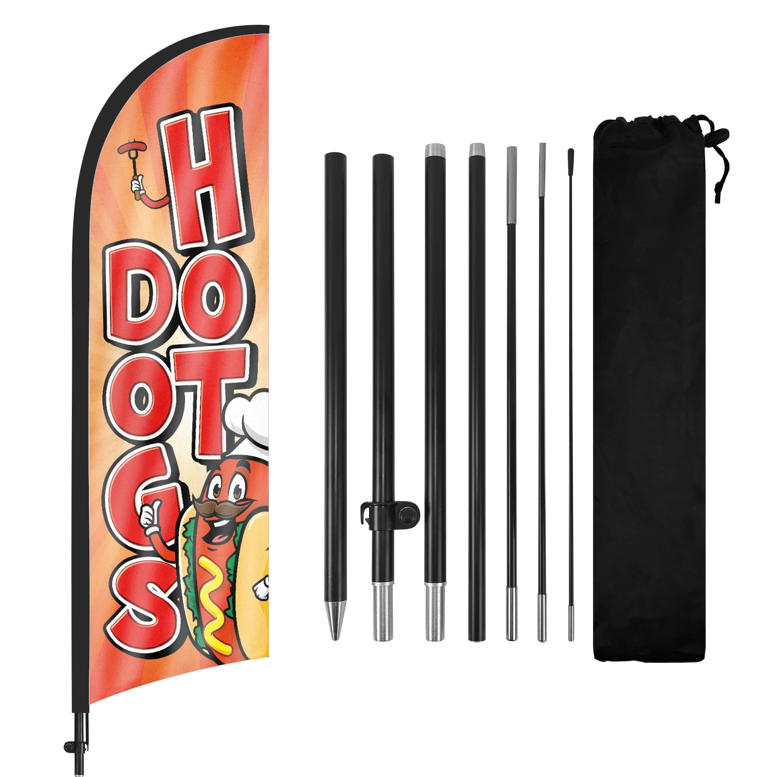 FSFLAG 1PCS 280CM The Hot Dogs Feather Flag with Flagpole Advertising Outdoor Banner Decoration for Business and Storefront