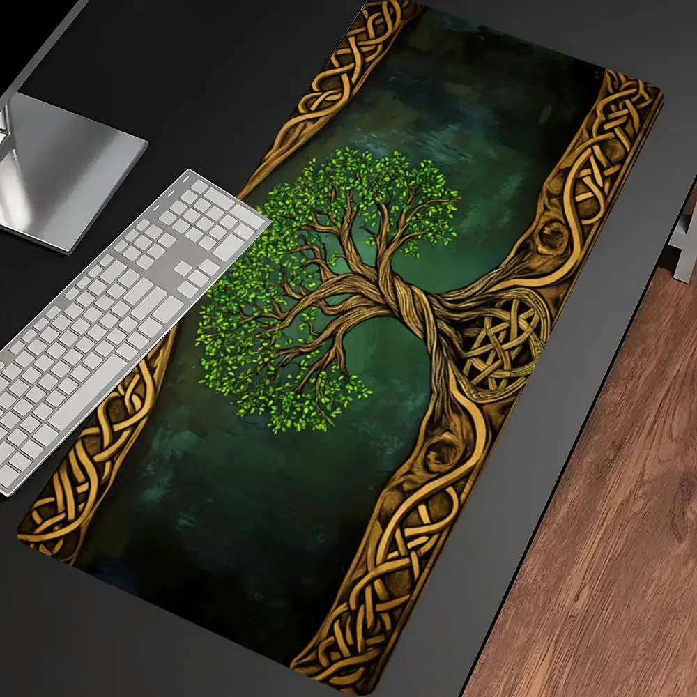 Mystical Green World Tree Celtic Knot Large Gaming Mouse Pad Non Slip Rubber Desk Mat for PC Laptop Office Home Gaming Setup