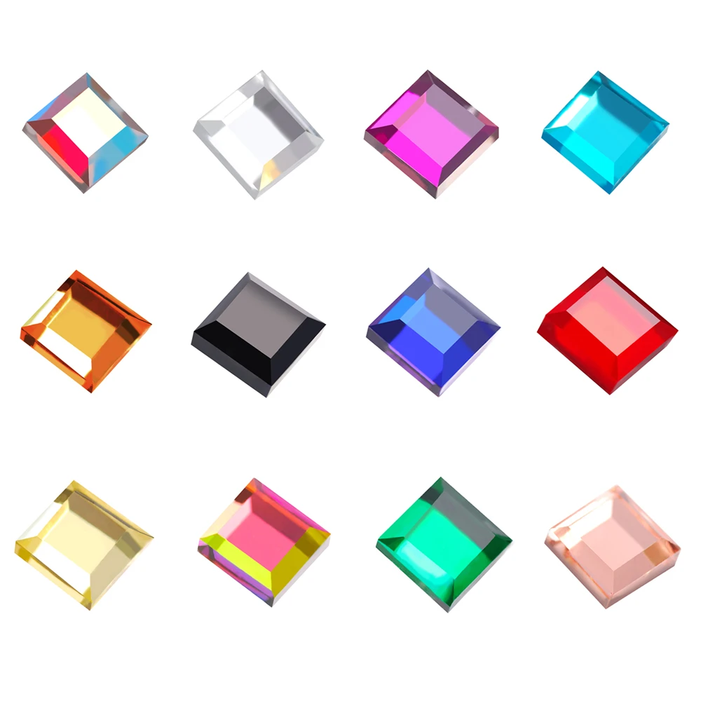 4MM Hot Fix Rhinestones The Shape Of Square Glass Smooth Mirror Crystal Flatback Gem For Jewelry DIY Making Strass 200pcs/bag