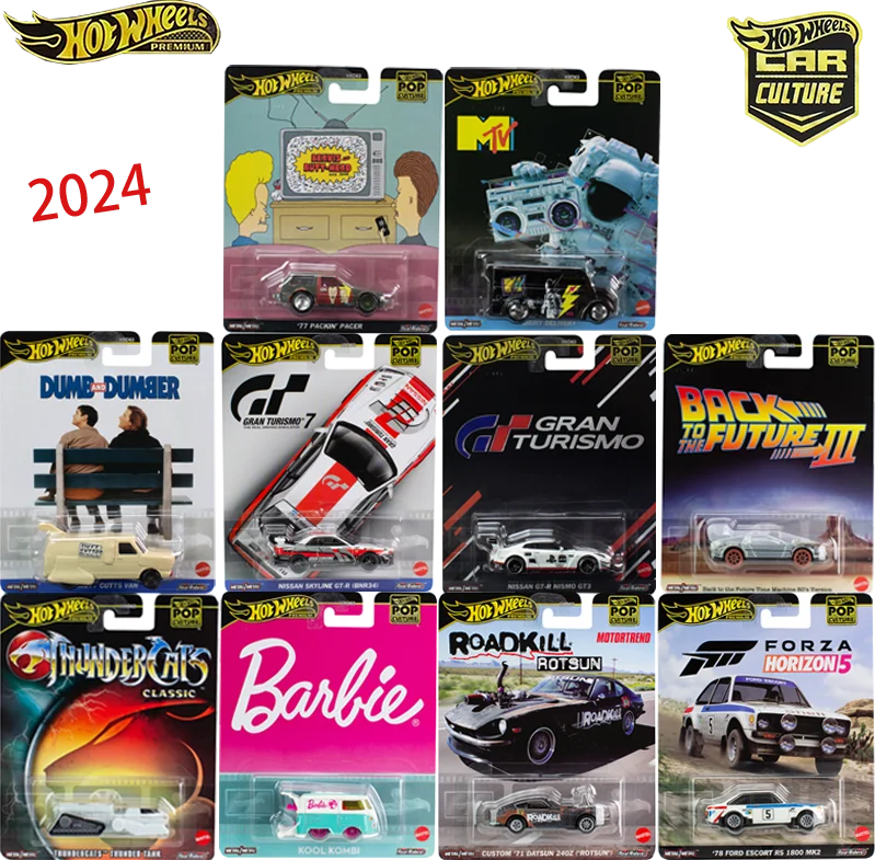 Mattel Hot Wheels 1/64 2024, поп-культура Ford EscortRS1800MK2 Backtothe Время отключения Volkswagen Drag Bus Party Wagon