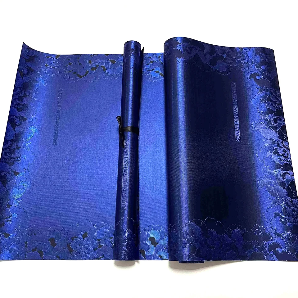 

Luxury African 3D Embroidery Sego Gele Hayes Headtie 2Pcs Set, Classic Royal Blue Headwrap for Women,Wedding & Party TX-2-4