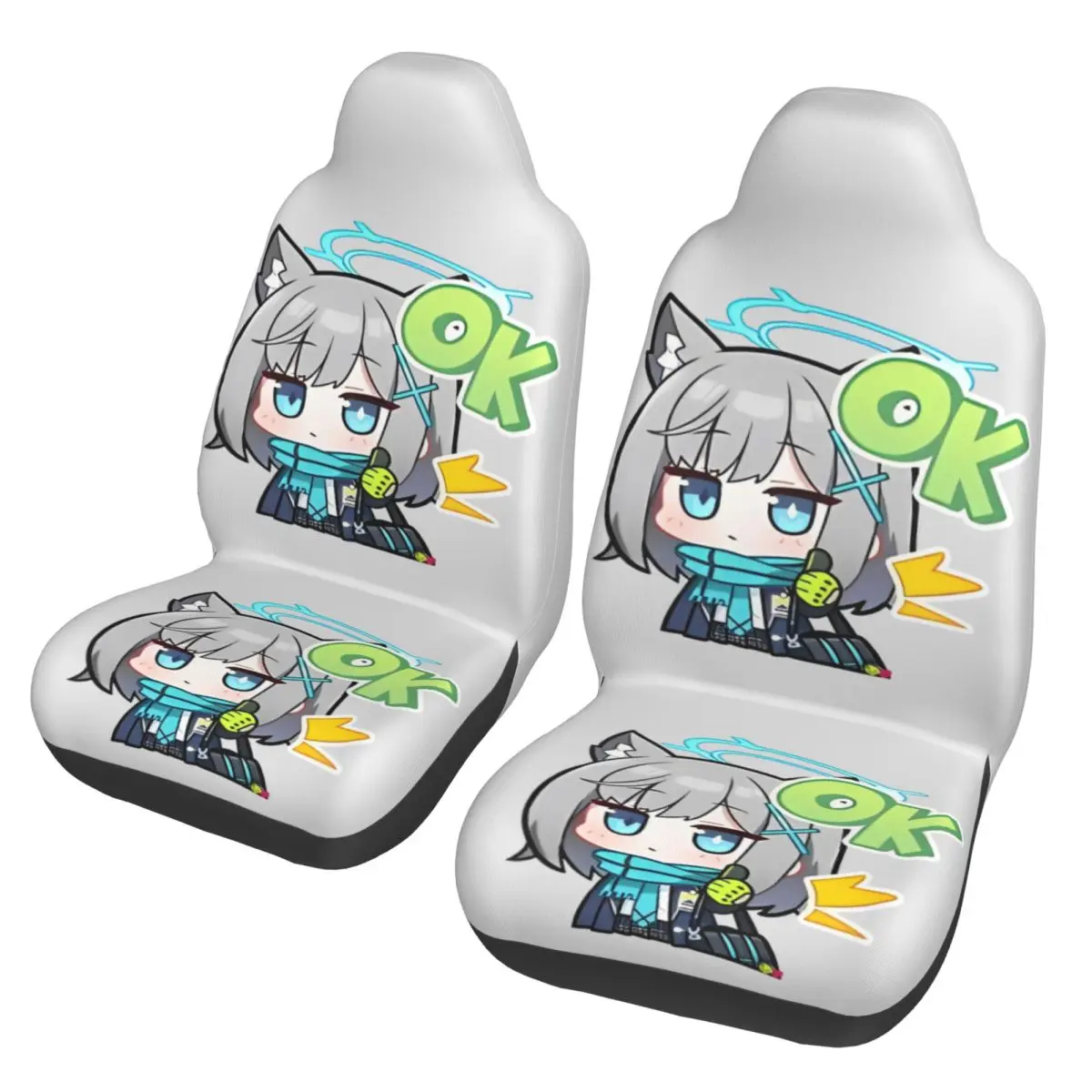 Chibi Shiroko Archives Universal Car Seat Cover Four Seasons For SUV Anime Car Seat Cushion Polyester Car Accessories