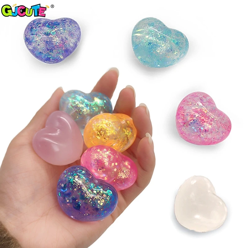 1Pc Changing Color Heart Squeeze Toy Sequins Love Fidget Toys Stress Reliever Squishy Pinch Kneading Toy Kid Party Favor