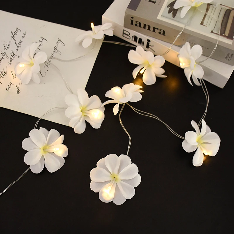 10LED 인공 Plumeria 꽃 Led 문자열 조명 하와이 파티 요정 화환 조명, 홈 웨딩 생일 DIY 장식