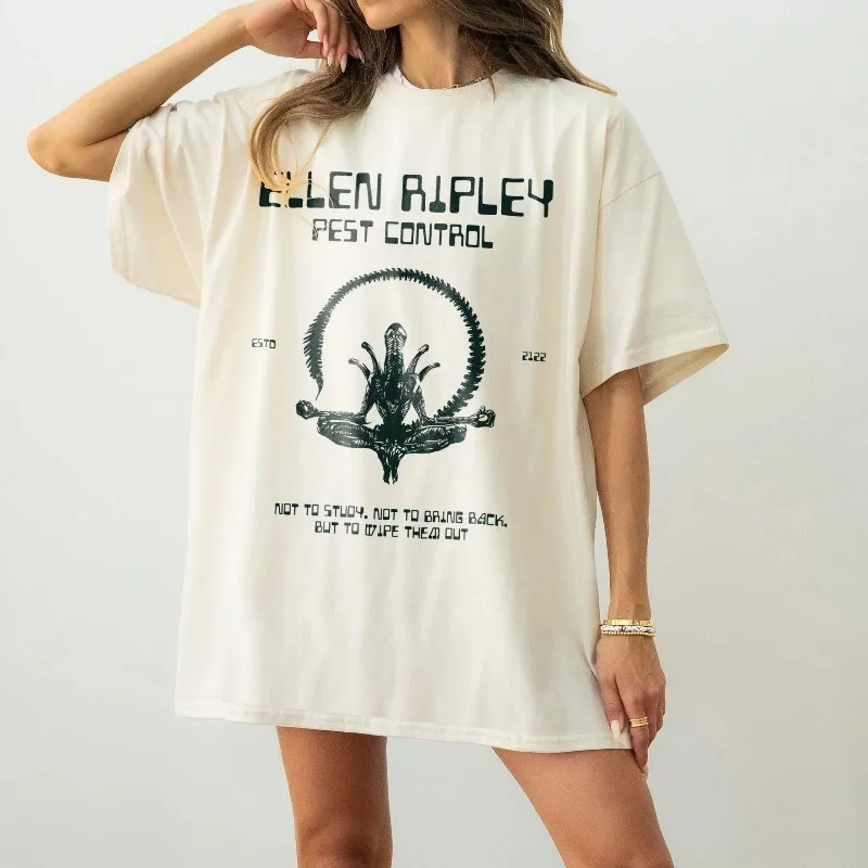 Alien Movie Ripley T-shirt - Classic Sci-fi Horror Parody T-shirt for Women, Summer New Casual Unisex