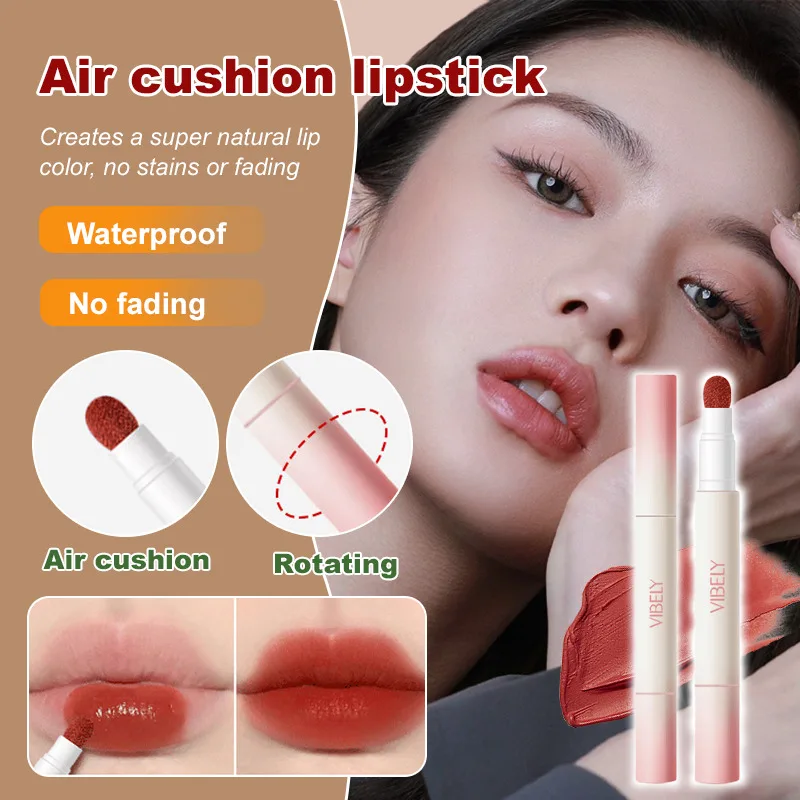 Moe color air matte air cushion lip powder cream non-stick lip glaze matte pseudo-vegetarian lipstick student party