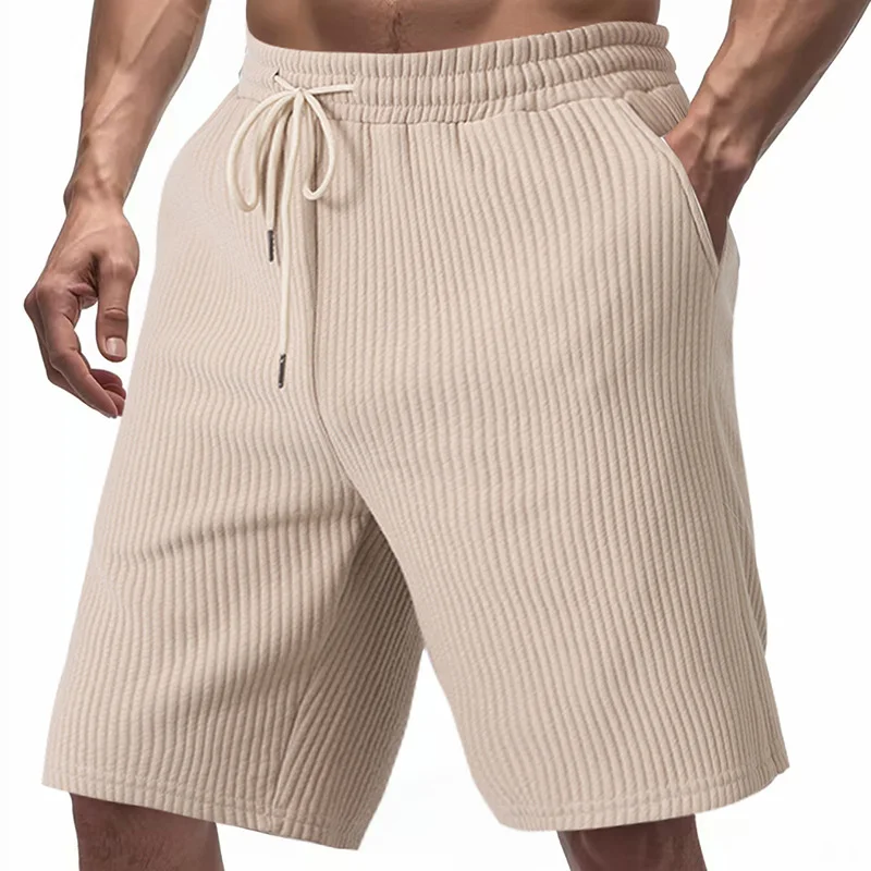 Shapershark Men's Summer Heavyweight Light Luxury Double-Line Jacquard Casual Sports Loose Trendy Beach Shorts