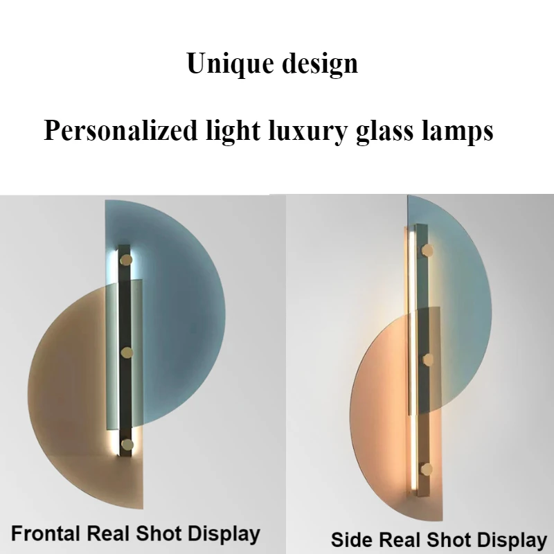Indoor Glass Wall Light Creative Semi-Circular Shape Sconce with Warm Light Source for Bedroom Living Room Restaurant Cafe Decor