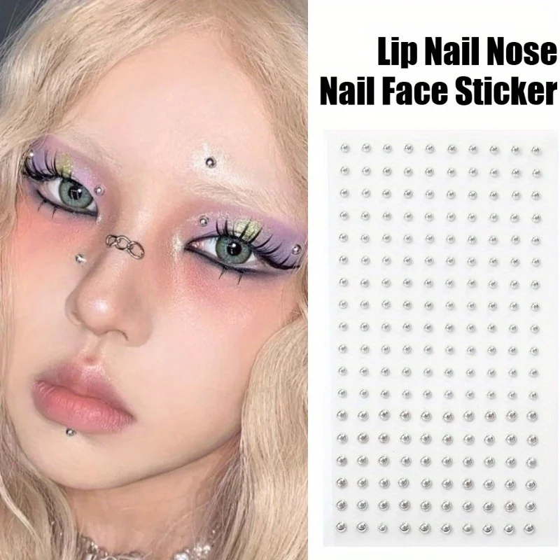 180 Non-Piercing Lip Stud stickers Are Self-Adhesive, Waterproof, and Reusable. They Can Be Used as Fake Lip Studs, Eyebrow Ring