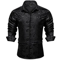 Camisas de manga larga para hombre, camisas de vestir de poliéster y seda, esmoquin de lujo con cuello vuelto, camisa Social de Cachemira, ropa para hombre
