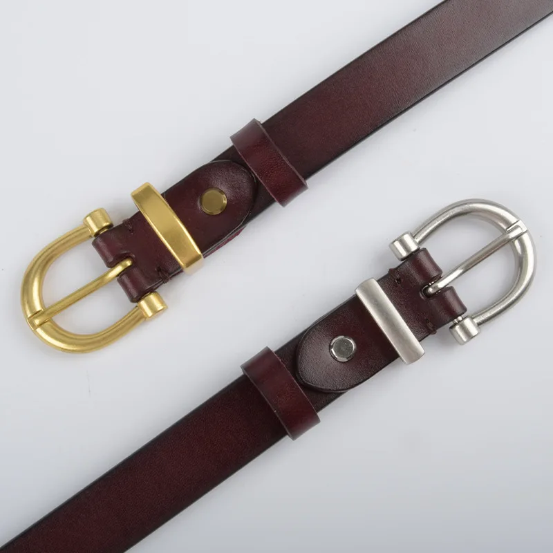 Top Layer Cowhide Leather Women's Belt Simple Retro Luxury Belt with Jeans Casual Pants Width 2.3cm Belt