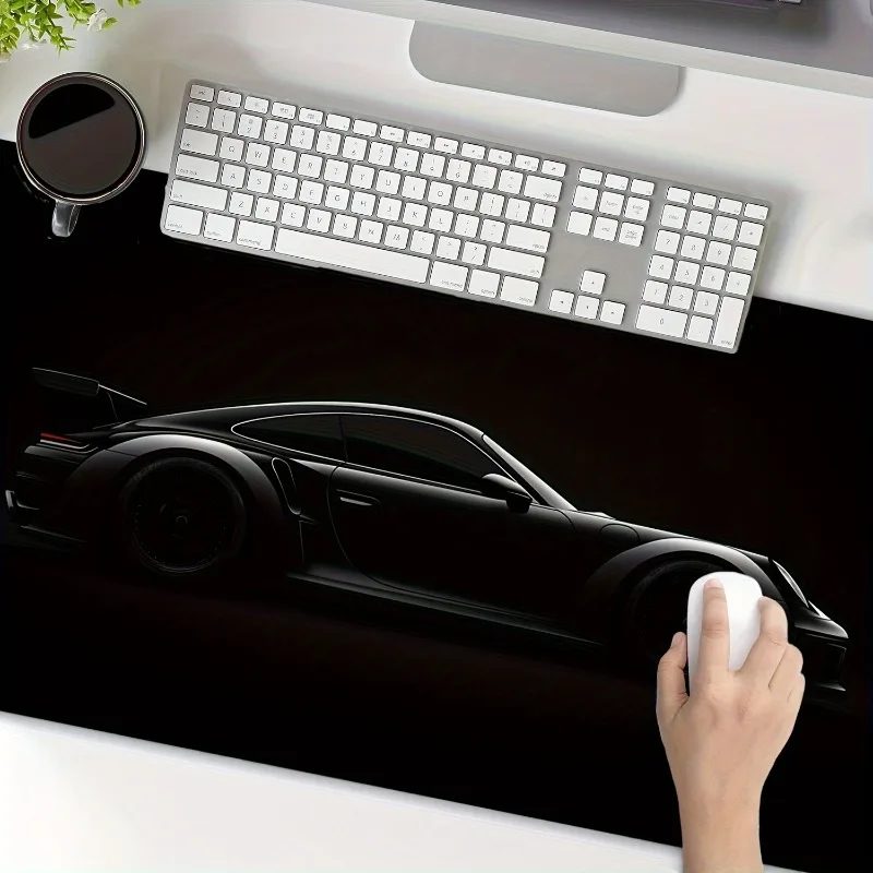 Alas mouse gaming besar warna hitam matte, alas karet anti selip untuk komputer laptop desktop, alas tebal untuk keyboard, aksesoris PC dengan desain tepi terkunci