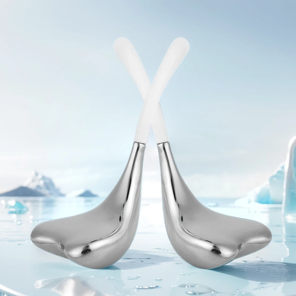 Facial Massage Cryo Spoon Facial Skin Care Ice Globes Stainless Steel Gua Sha Cryo Sticks 2-in-1 Esthetician Supplies