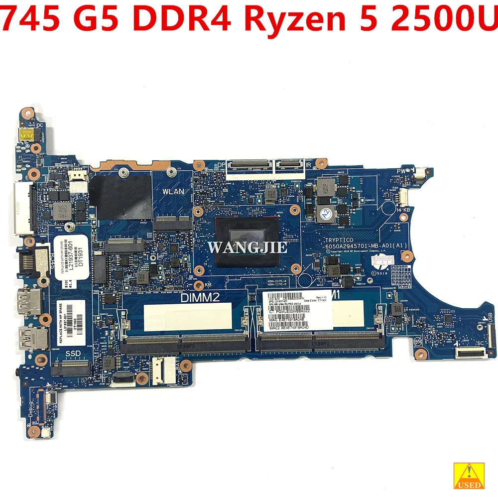 اللوحة الأم للكمبيوتر المحمول لطابعة HP ، ، ، 6050a2945701mb-a01 ، DDR4 ، Ryzen 5 ، 2500U CPU ، Working