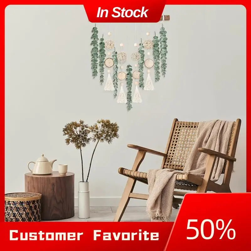 

Top Sale Decorative Wall Hanging With Artificial Eucalyptus Leaves On A Wooden Stick For Bohemian Flair