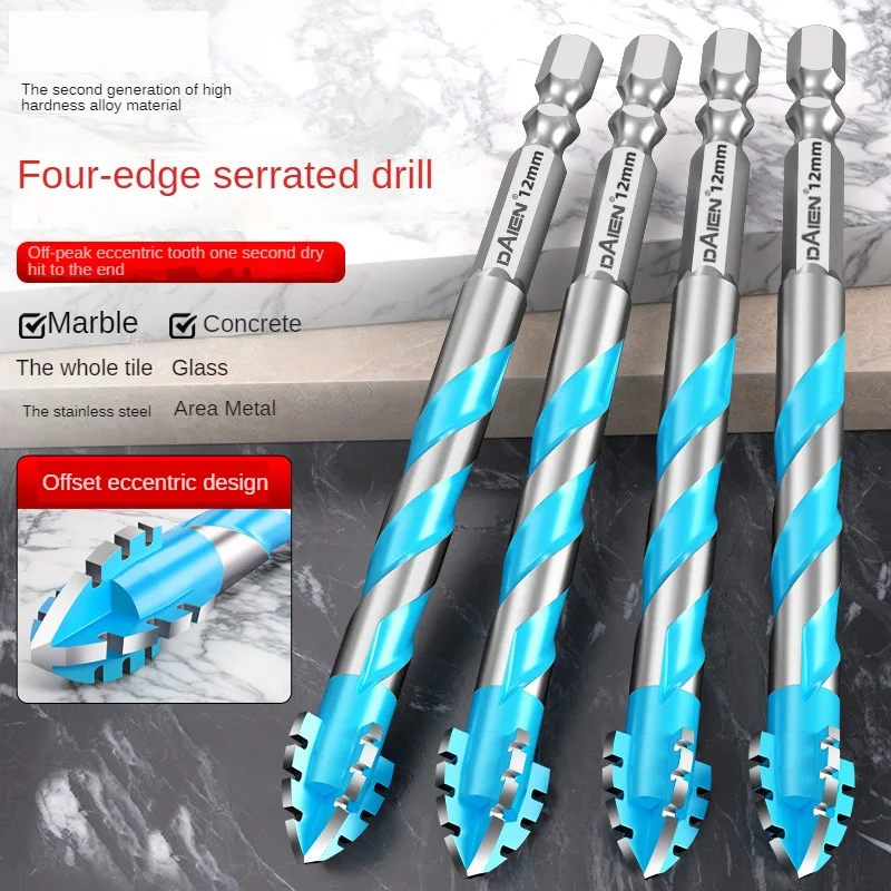 

Four-Blade Serrated Eccentric Bit High Hardness Ceramic Tile Concrete Ceramic Punching Head Tilt Super Hard Tungsten Steel Alloy