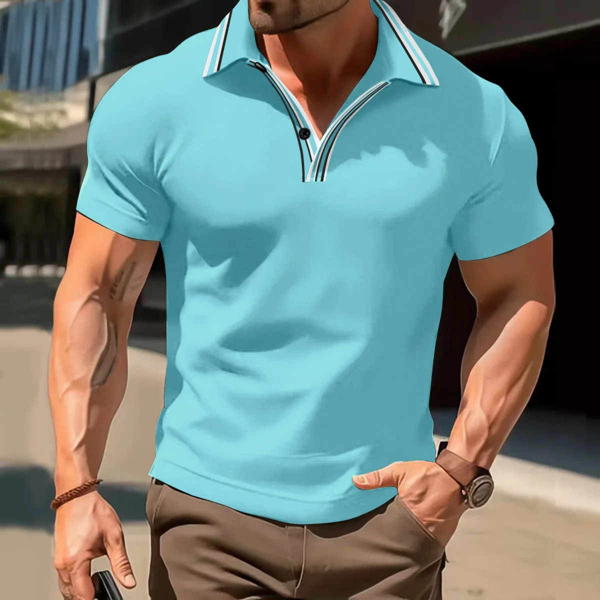 

Summer new casual men's fashion POLO cedar tide brand sports beach wear