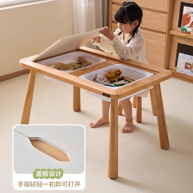Log Wind Toy Table Storage Integrated Living Room Children's Room Children Study Write Desk Multiple Functions Bedroom Furniture