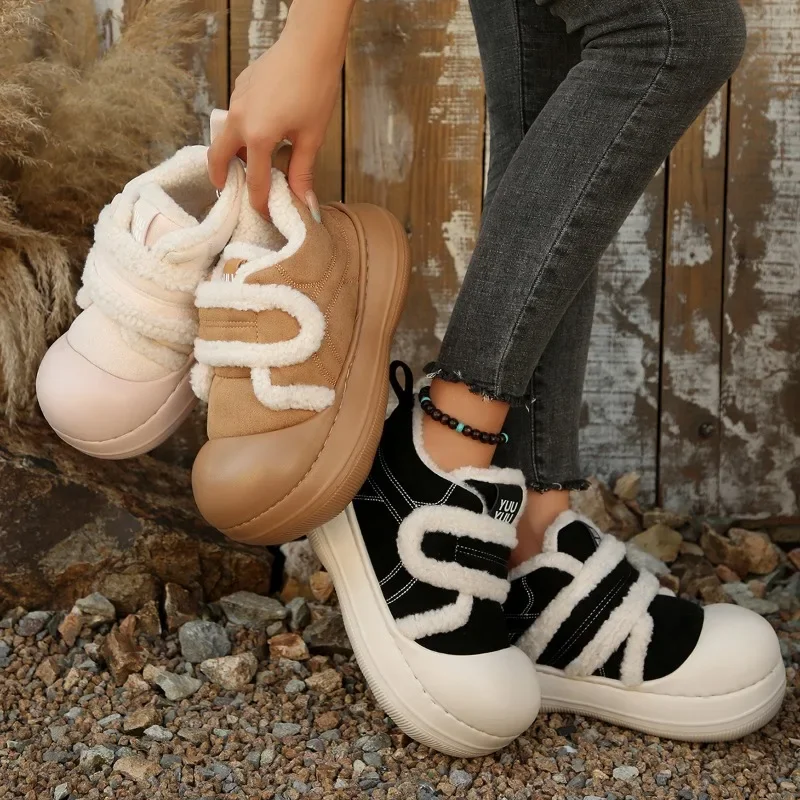 

Женские легкие повседневные зимние ботинки, новая зимняя бархатная теплая простая и удобная хлопковая обувь, ботинки на утолщенной подошве и увеличивающие рост