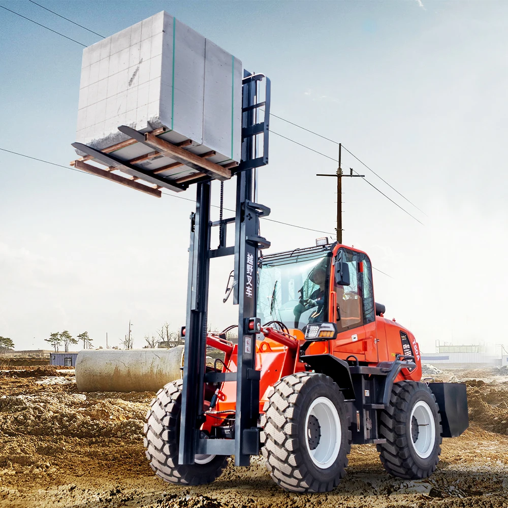 Popular Diesel Forklift 3 Ton Triplex Mast Side Shifter Famous Engine All Terrain Forklift New Fork Lift