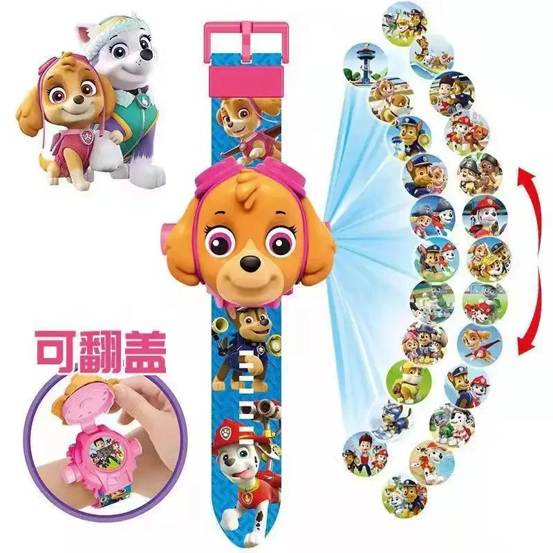 Paw Patrol Chase Watch Cartoon 3D Projection Watch Rubble Marshall Skye Anime Digital Watches Model Children Toy Wristband Watch