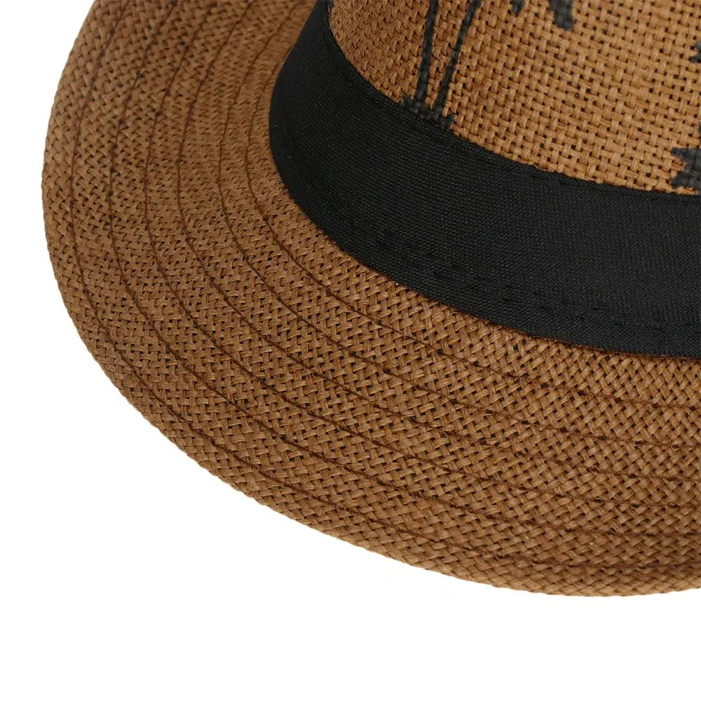 New Men Women Sun Hat Fedora Cap Top Hats Beach Hat Coconut Trees Pattern Jazz Cap Hats & Caps