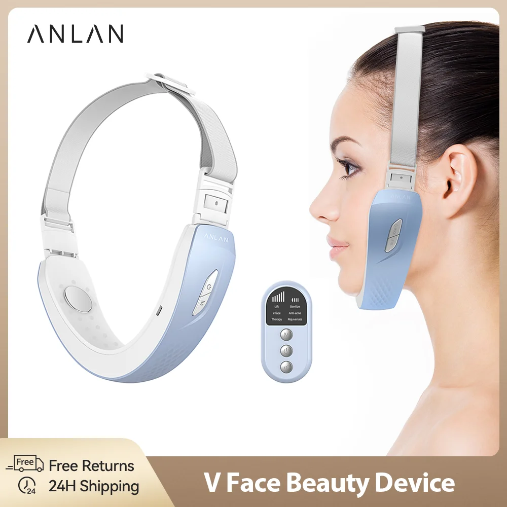 ANLAN-Fixed Face Lifting Device, Massagem EMS, Duplo Chin Remover, Vermelho, Azul, Luz, Calor, Em Forma de V Face Contour