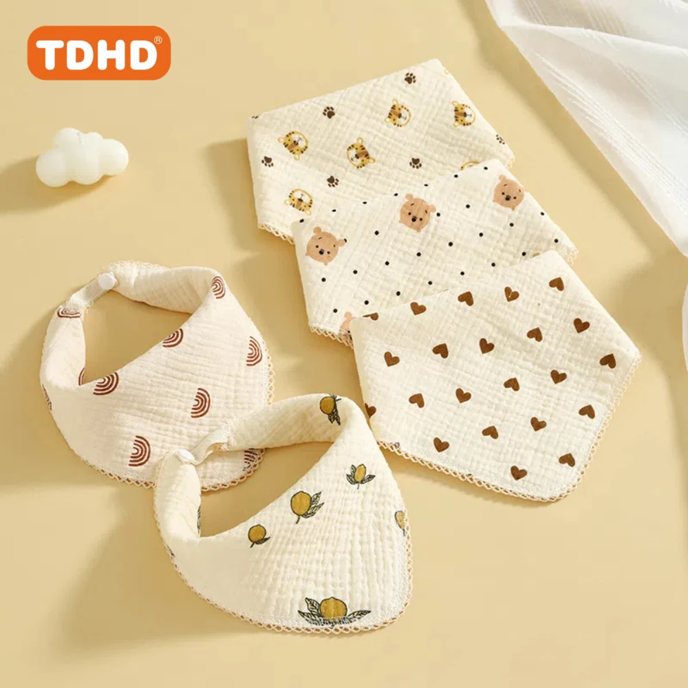 Многофункциональные нагрудники TDHD, 5 шт., бандана, нагрудники для слюней унисекс, мягкий впитывающий нагрудник и набор салфеток для отрыжки для прорезывания зубов и слюнотечения