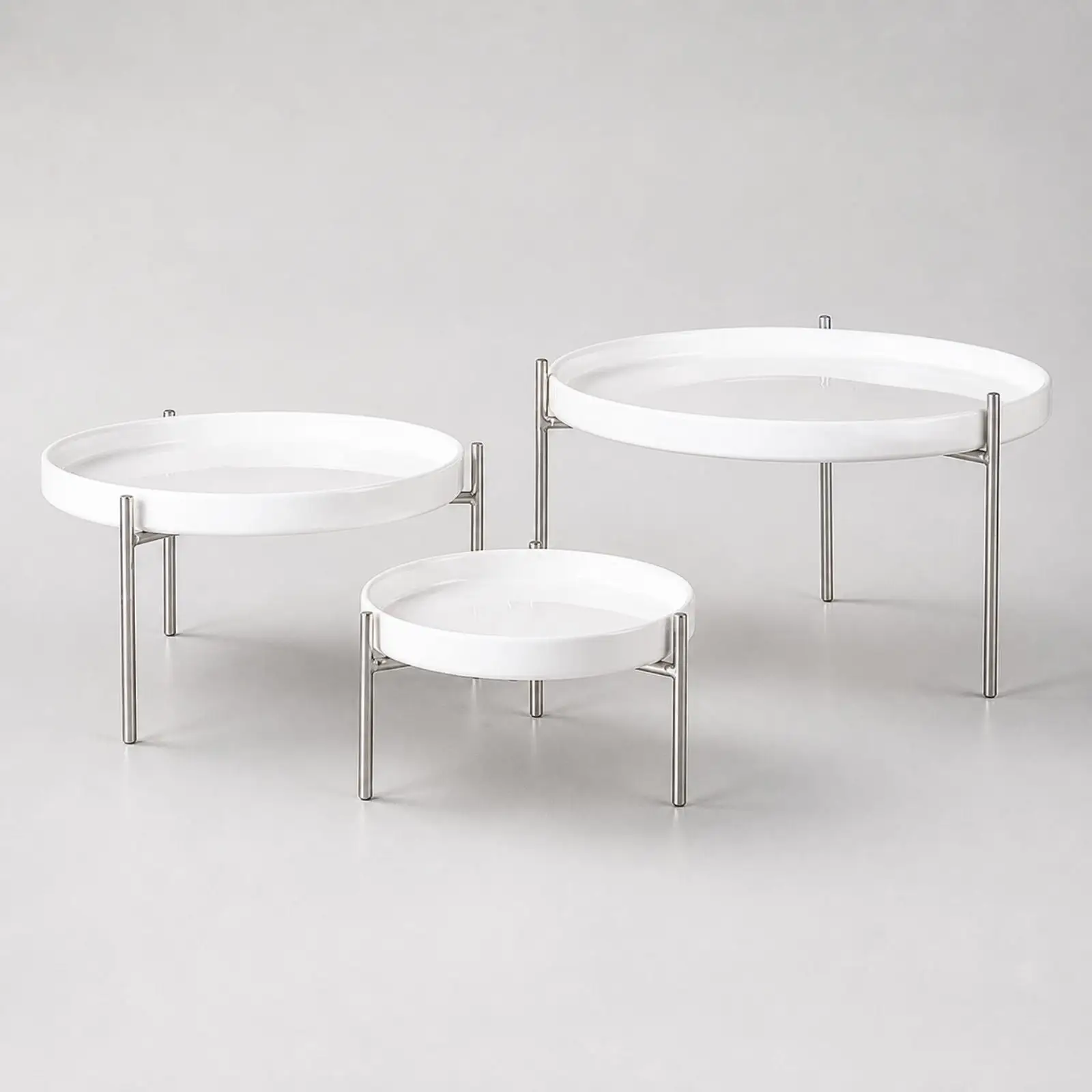 Multi Tier Ceramic Cake Display Stand with Metal Frame for Bakery Pastry Showcase Display