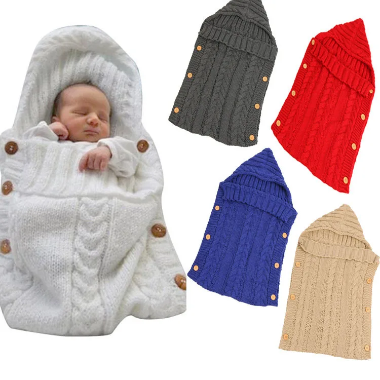 Knitted Yarn Sleep Sacks for Infants in Autumn and Winter, Button Sleep Sacks, Stroller Sleep Sacks,Photography Sleep Sacks