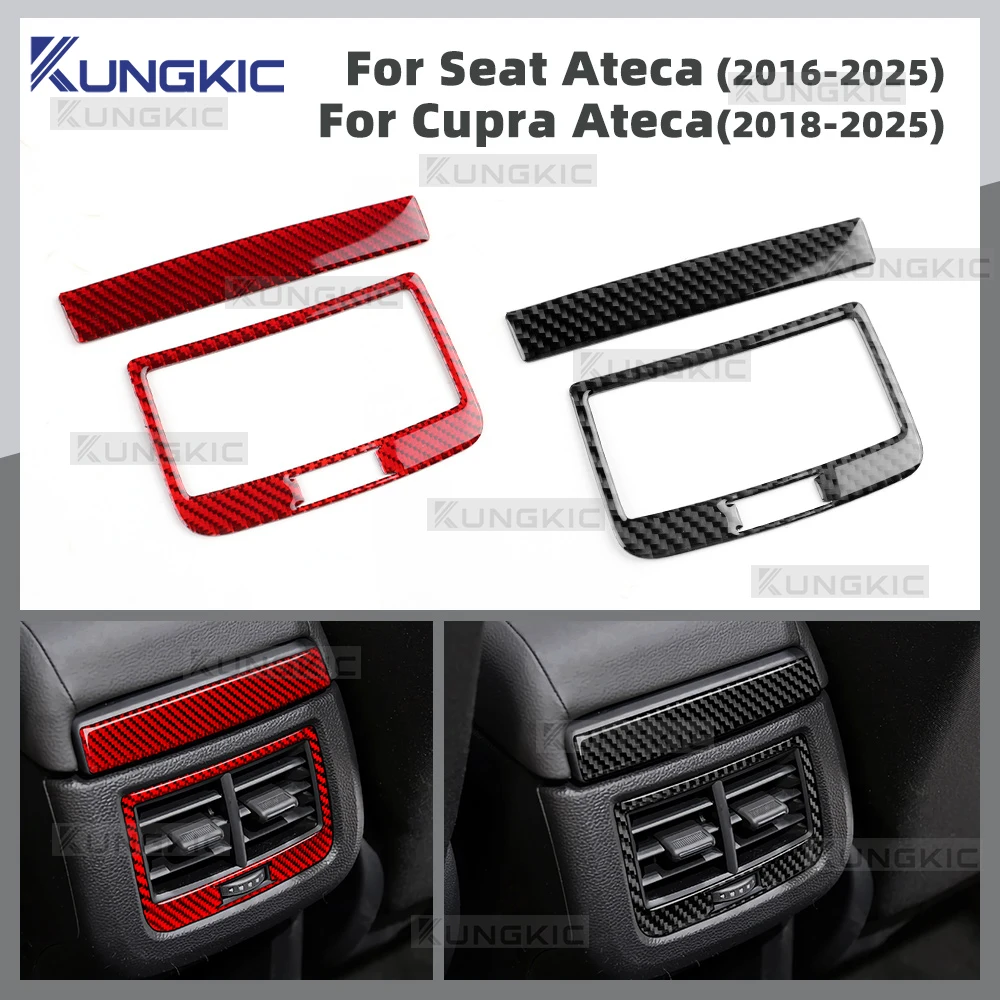 

Car Rear Air Outlet Frame Panel Sticker For Seat Ateca 5F 2016-2024 2025 For Cupra Ateca 5F 2018-2025 Real Soft Carbon Fiber