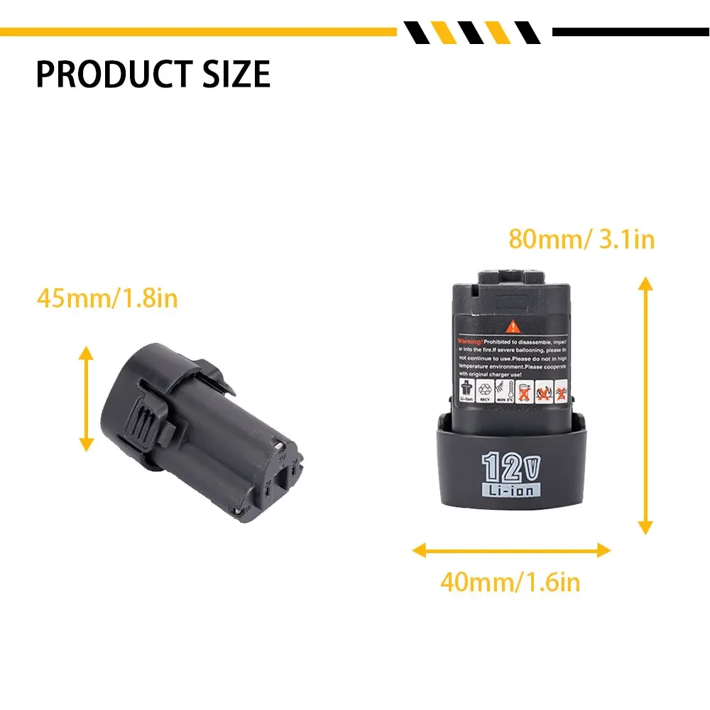 Batería recargable de iones de litio de 12V para Taladro Inalámbrico, sierra, destornillador, llave, amoladora angular, herramientas eléctricas sin