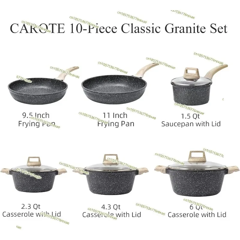 Cookware Sets 10 Pcs Stone Cookware Set,non stick frying pan set , pots and pans set ( Granite, induction cookware)