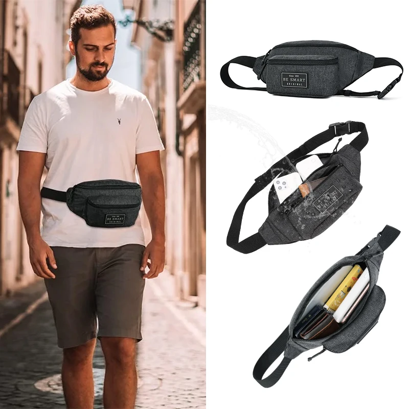 BE SMART Waterproof Waist Bag Fanny Pack,Men’s Crossbody Belt Bags Shoulder Sling Chest Bag for Walking Running Hiking Cycling