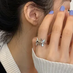 VENTFILLE 925 Sterling Silver Open Flower Ring For Women INS Fashion Cute Design Party Jewelry Gifts Dropshipping