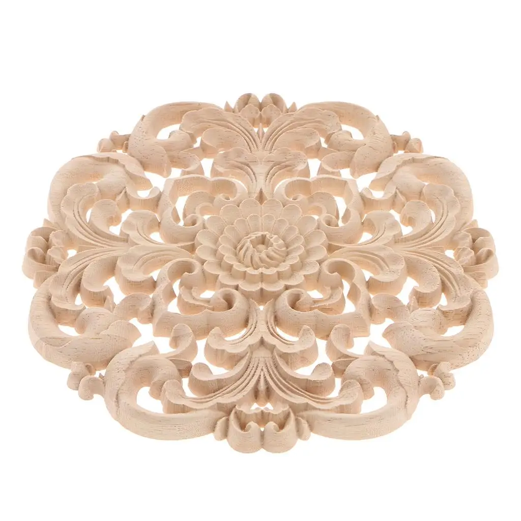 Furniture Decoration Wooden Carved Applique Elegant Embellishment Decals for Mirrors Doors and Room Enhancement