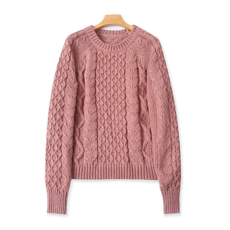 

Осень-зима женский шерстяной трикотаж круглый свободный утягивающий модный универсальный теплый вязаный свитер