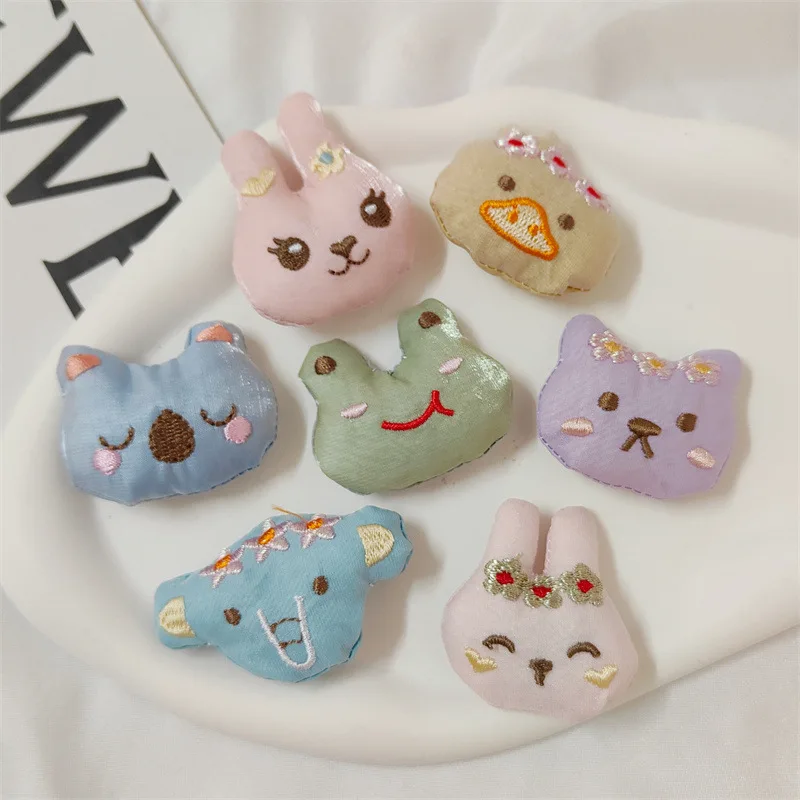 5PCS New embroidery rabbit frog bear fabric accessories cartoon embroidery animal diy children's clothing shoes and socks access