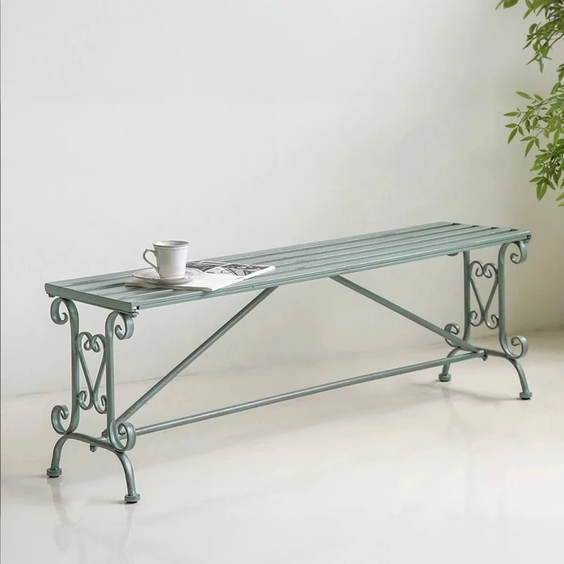 

Vintage Metal Outdoor Garden Bench, Patio Porch Garden, Wrought Iron Park Decorative Double Bench