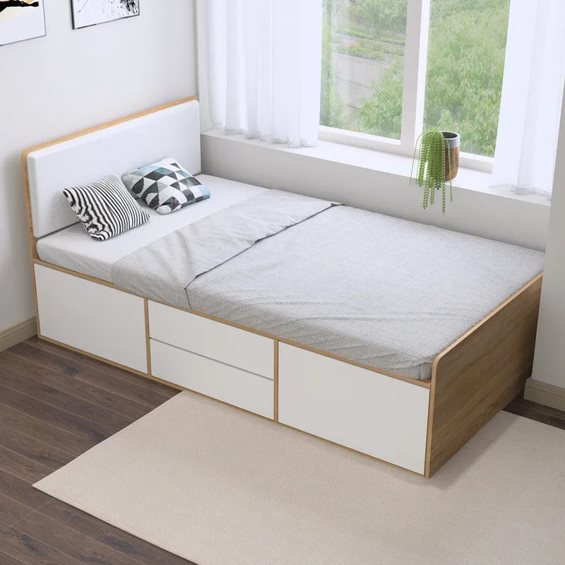 

Small apartment tatami single 1.2 meters high box storage board bed with drawers double 1.5 meters
